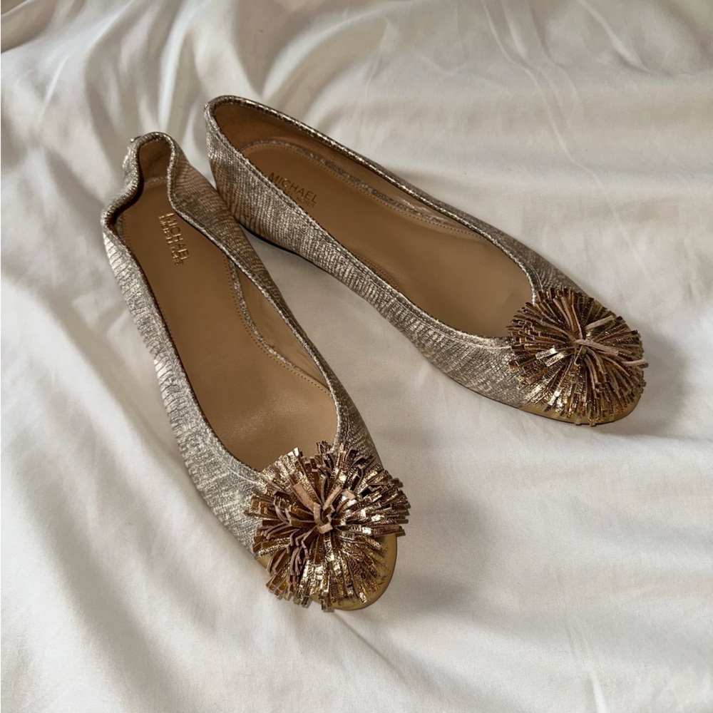 Michael Kors gold Lolita ballet flats